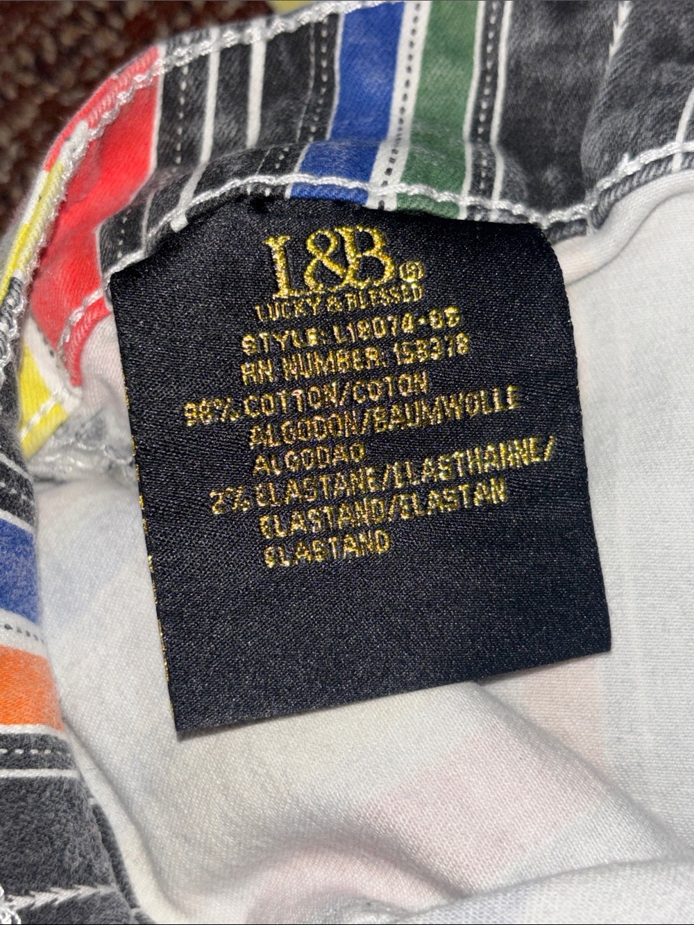 Lucky & Blessed striped multicolor bell bottom jeans western cowgirl big bell 6 - Picture 11 of 16